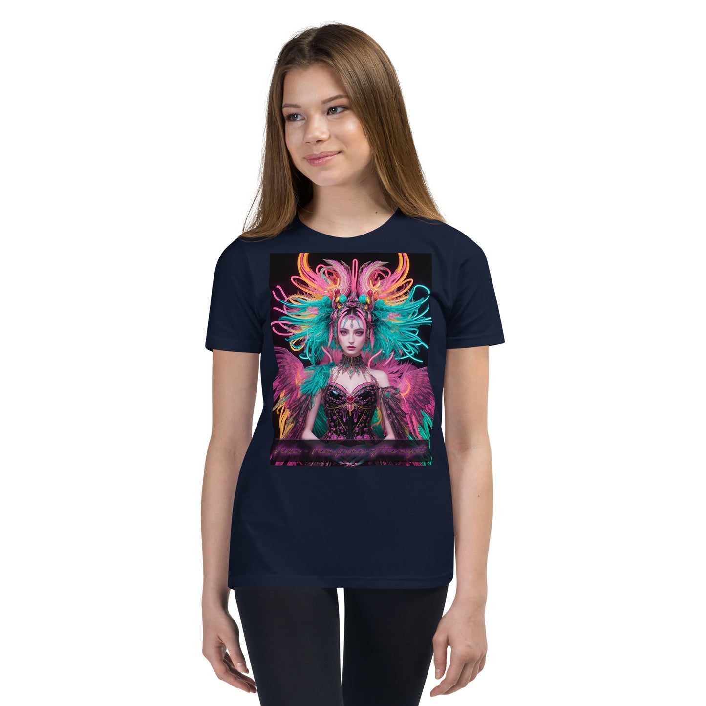 T-shirt a maniche corte per ragazzi. Collezione - Neoka-Neon fate della notte, Design - ANDRBEL STUDIO