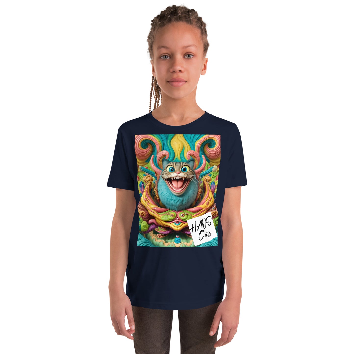Youth Short Sleeve T-Shirt. Collection - HAOS Cats, Design - ANDRBEL STUDIO