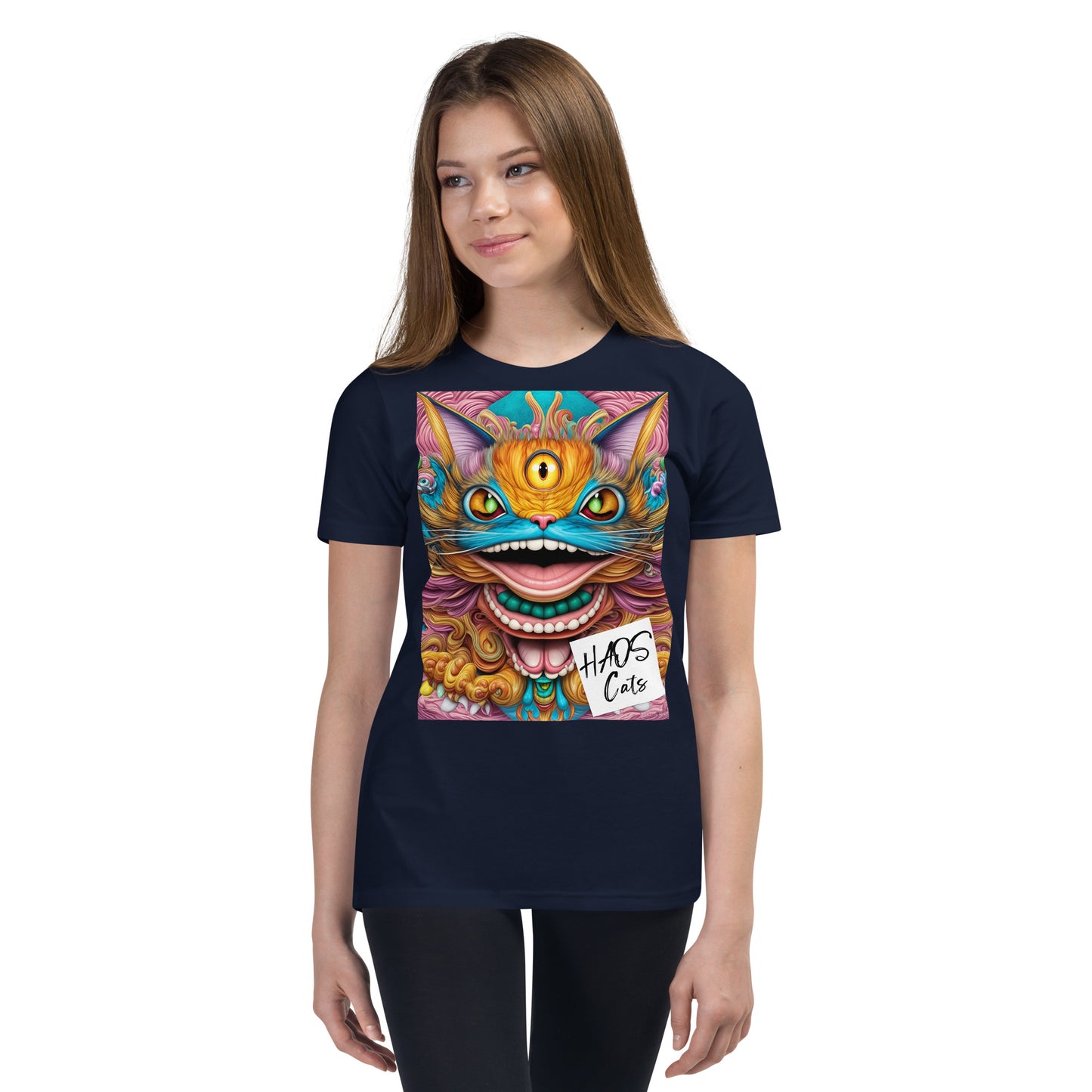 Youth Short Sleeve T-Shirt. Collection - HAOS Cats, Design - ANDRBEL STUDIO