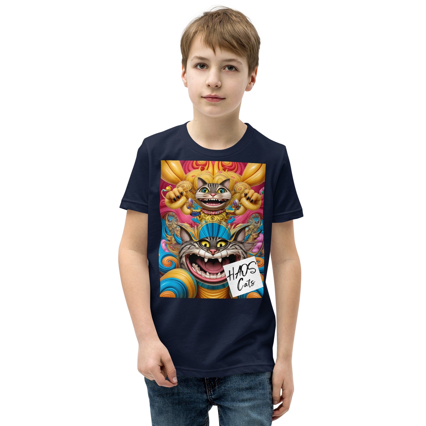 Youth Short Sleeve T-Shirt. Collection - HAOS Cats, Design - ANDRBEL STUDIO