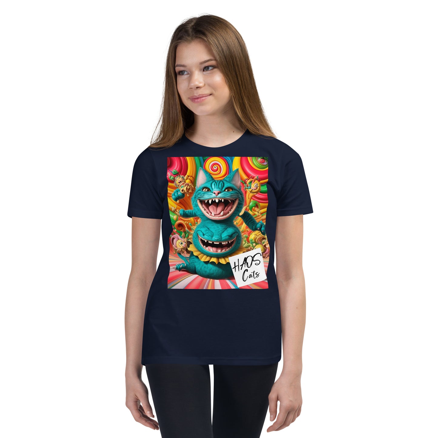 Youth Short Sleeve T-Shirt. Collection - HAOS Cats, Design - ANDRBEL STUDIO