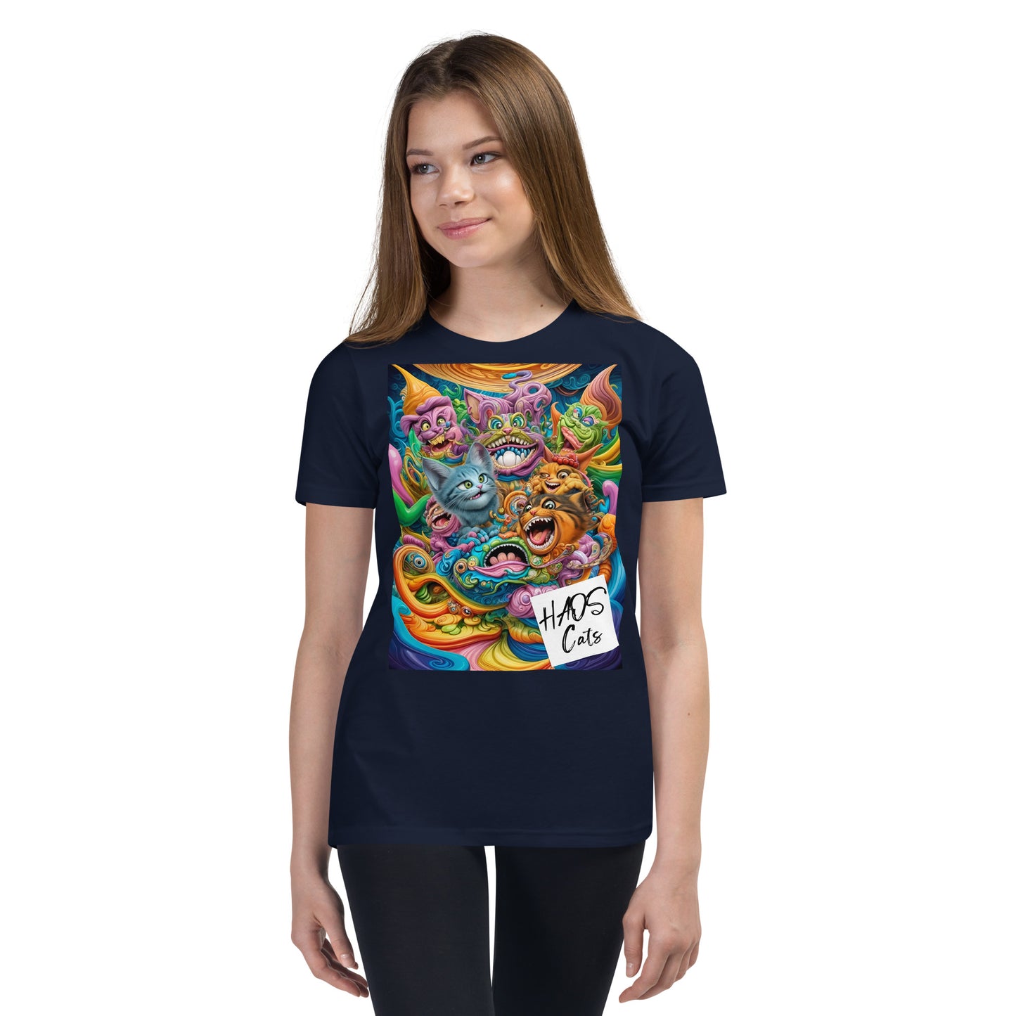 Youth Short Sleeve T-Shirt. Collection - HAOS Cats, Design - ANDRBEL STUDIO