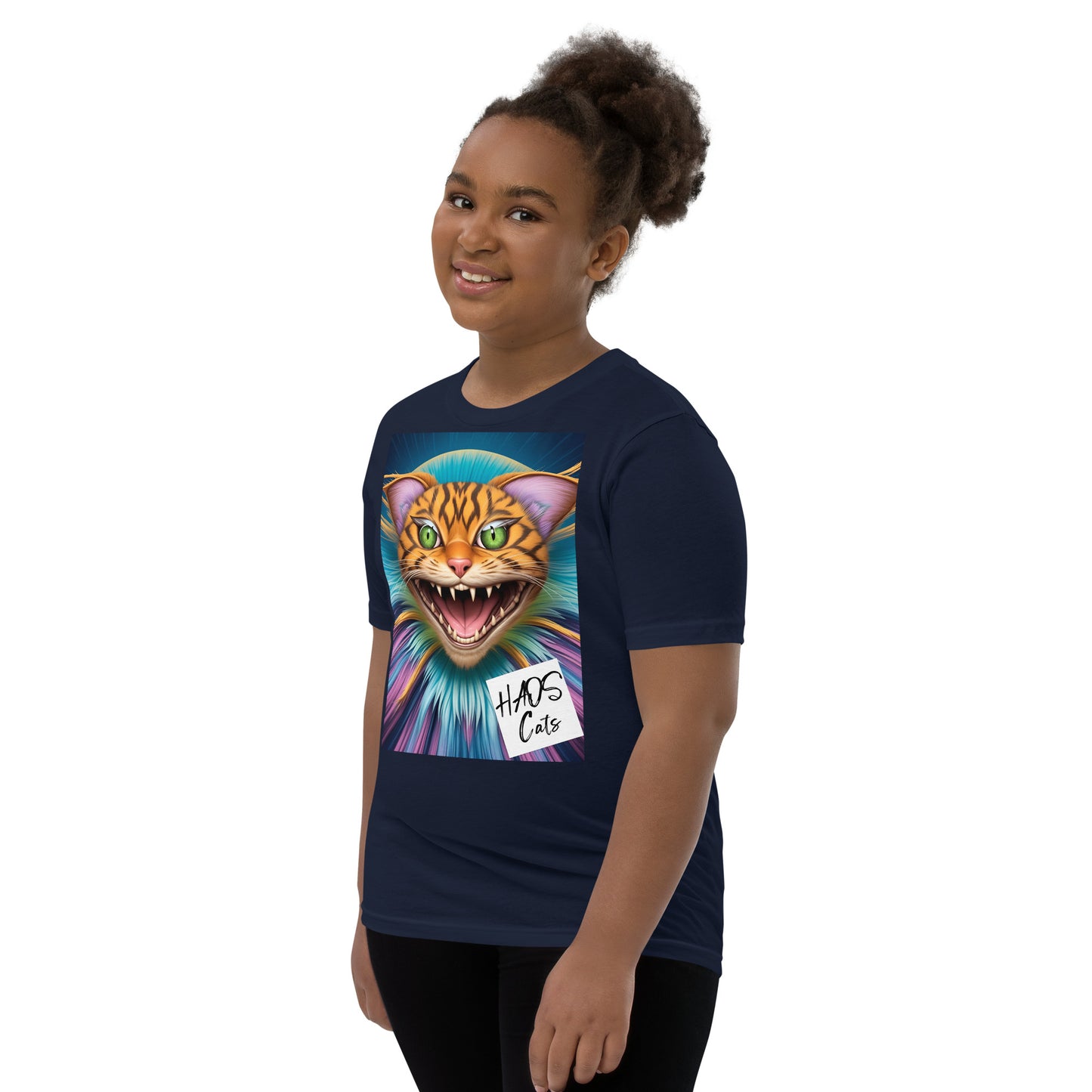 Youth Short Sleeve T-Shirt. Collection - HAOS Cats, Design - ANDRBEL STUDIO