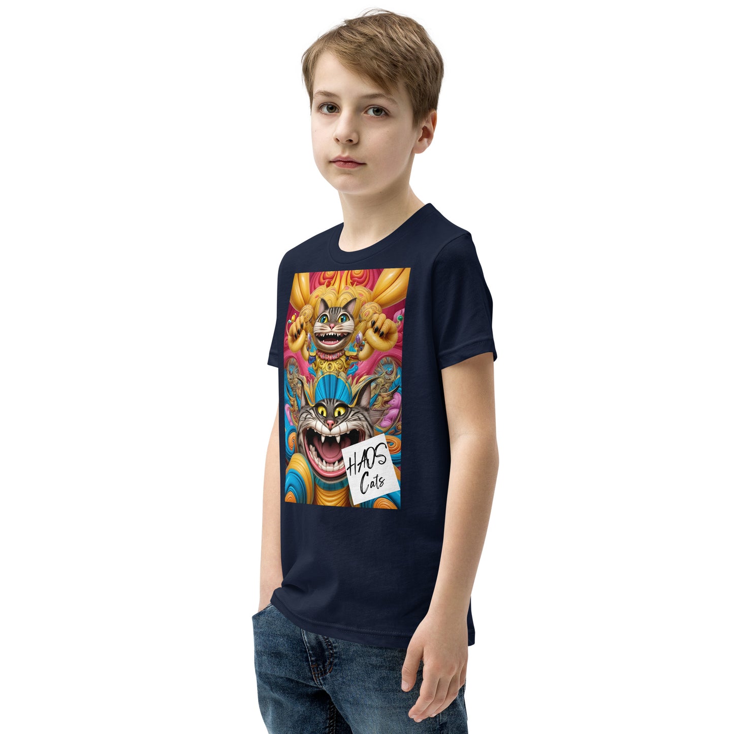 Youth Short Sleeve T-Shirt. Collection - HAOS Cats, Design - ANDRBEL STUDIO