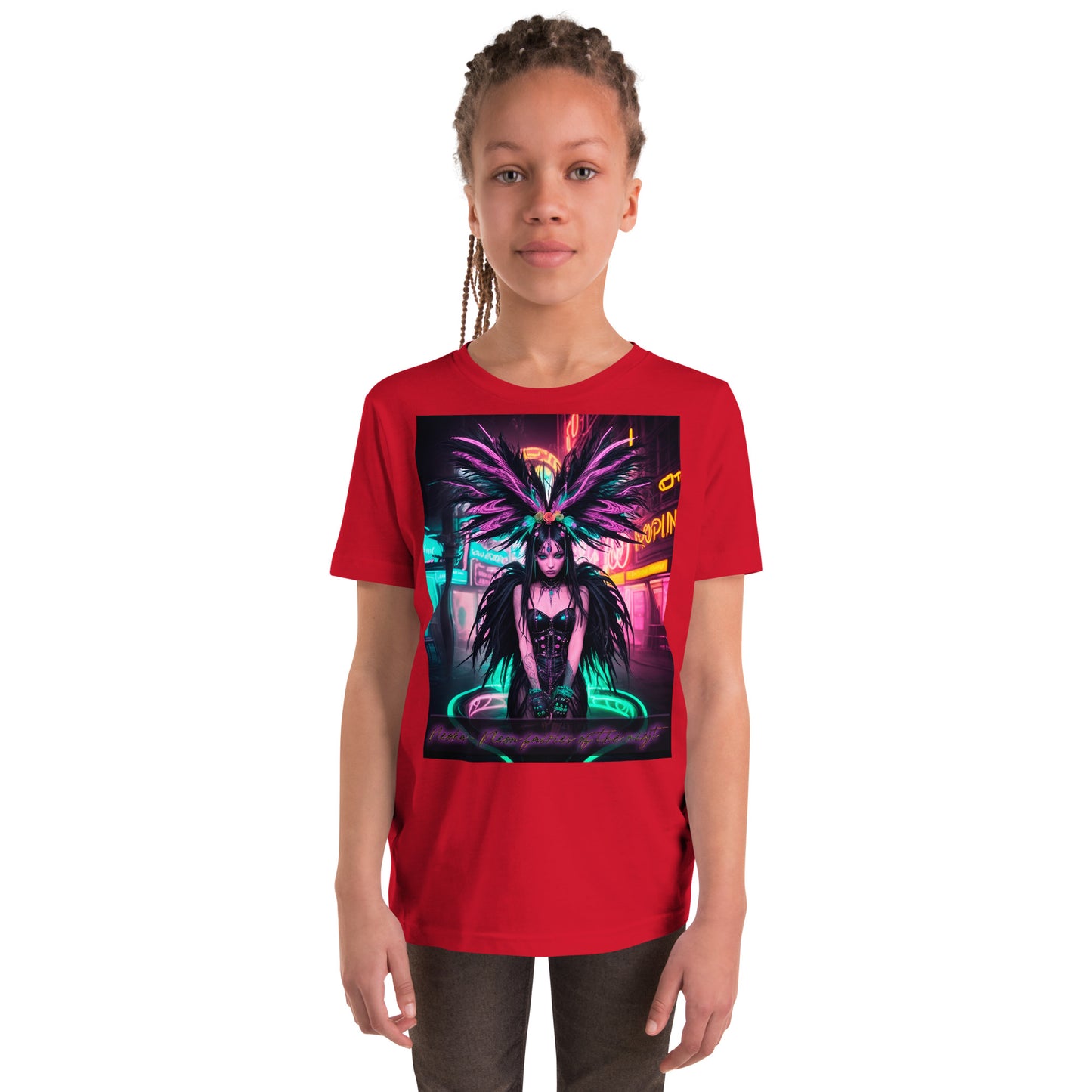 T-shirt a maniche corte per ragazzi. Collezione - Neoka-Neon fate della notte, Design - ANDRBEL STUDIO