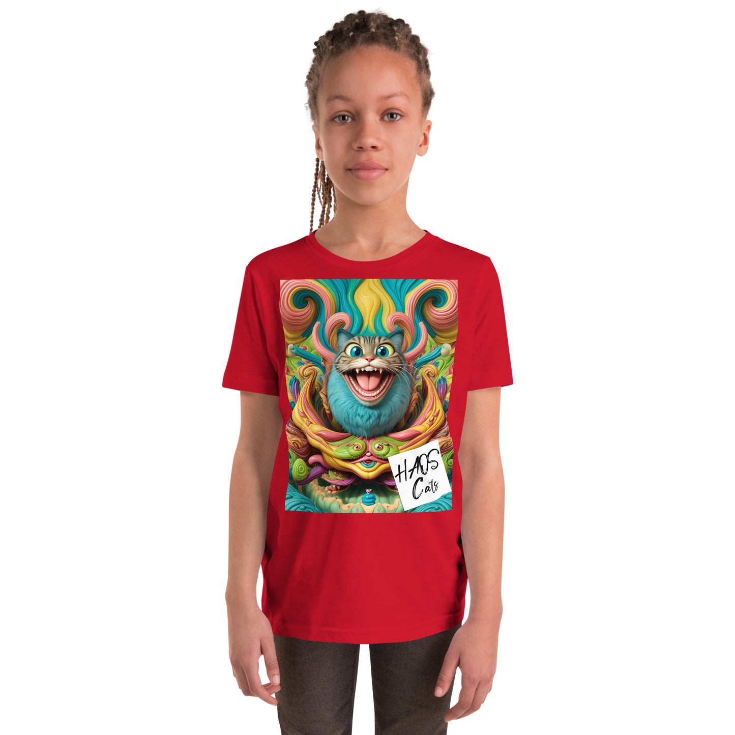 Youth Short Sleeve T-Shirt. Collection - HAOS Cats, Design - ANDRBEL STUDIO