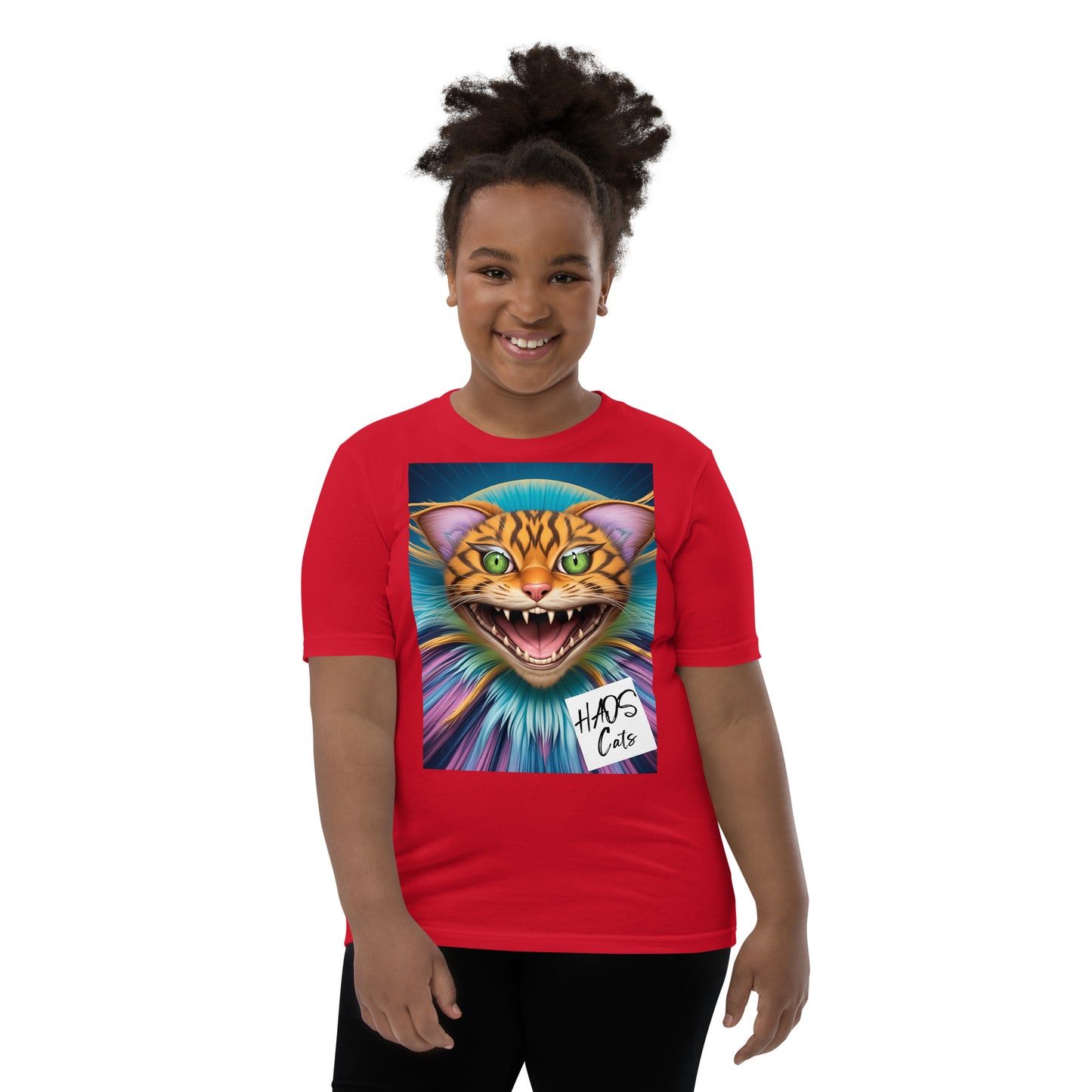 Youth Short Sleeve T-Shirt. Collection - HAOS Cats, Design - ANDRBEL STUDIO