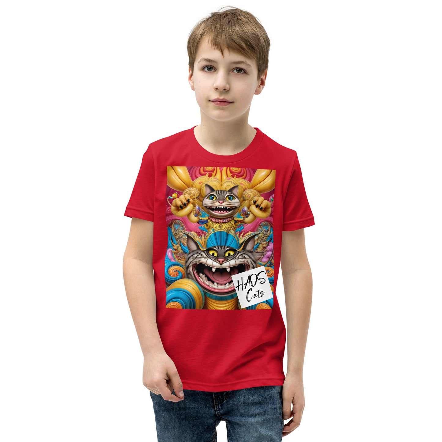 Youth Short Sleeve T-Shirt. Collection - HAOS Cats, Design - ANDRBEL STUDIO