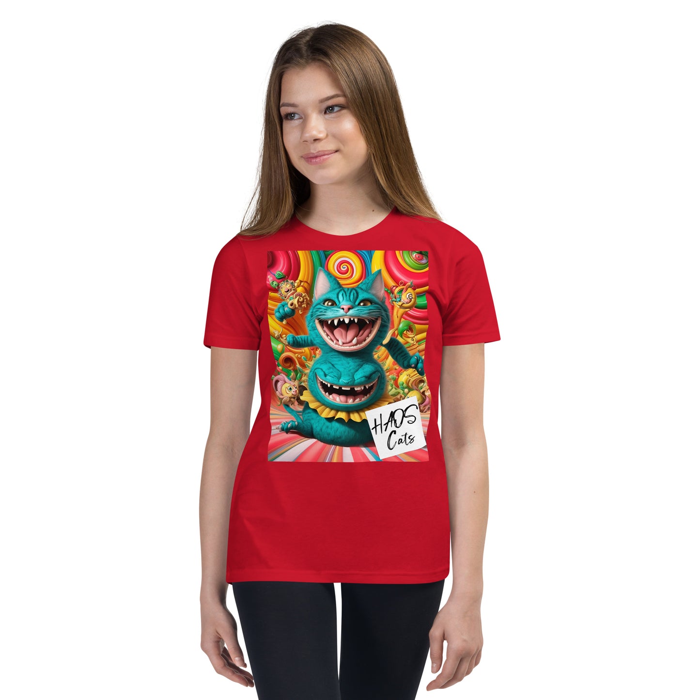 Youth Short Sleeve T-Shirt. Collection - HAOS Cats, Design - ANDRBEL STUDIO