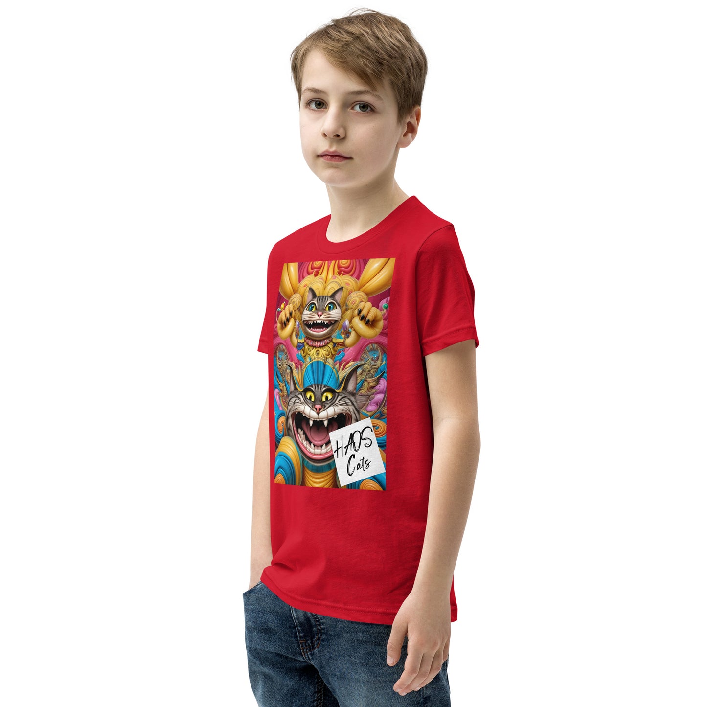Youth Short Sleeve T-Shirt. Collection - HAOS Cats, Design - ANDRBEL STUDIO