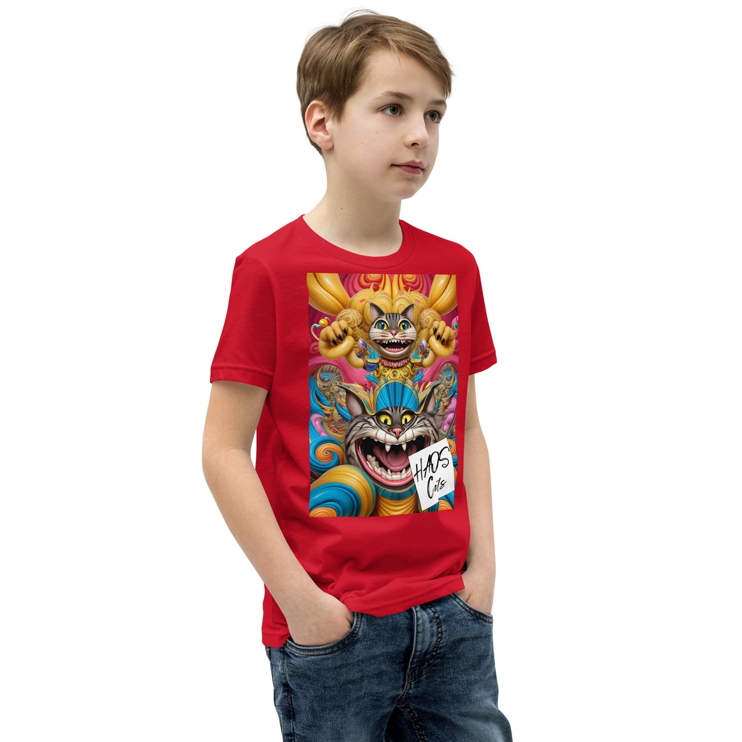 Youth Short Sleeve T-Shirt. Collection - HAOS Cats, Design - ANDRBEL STUDIO