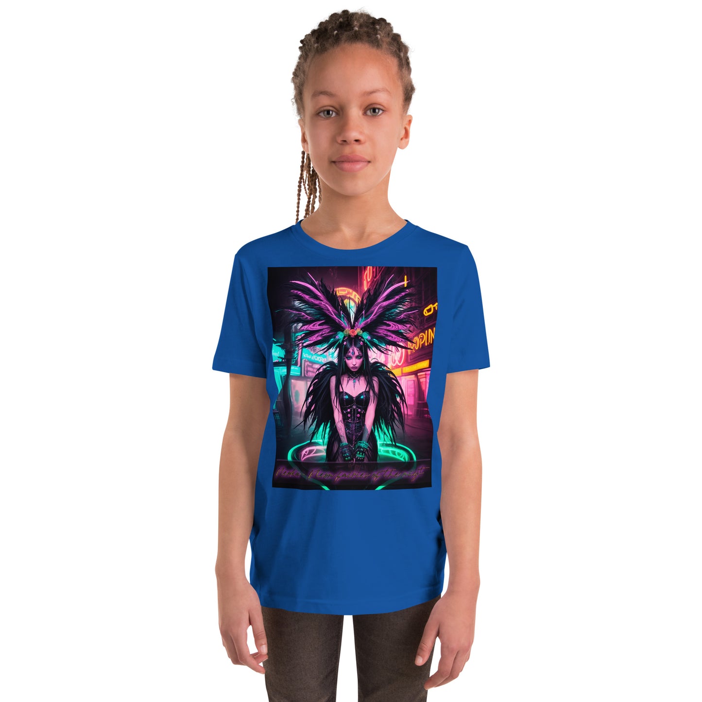 T-shirt a maniche corte per ragazzi. Collezione - Neoka-Neon fate della notte, Design - ANDRBEL STUDIO
