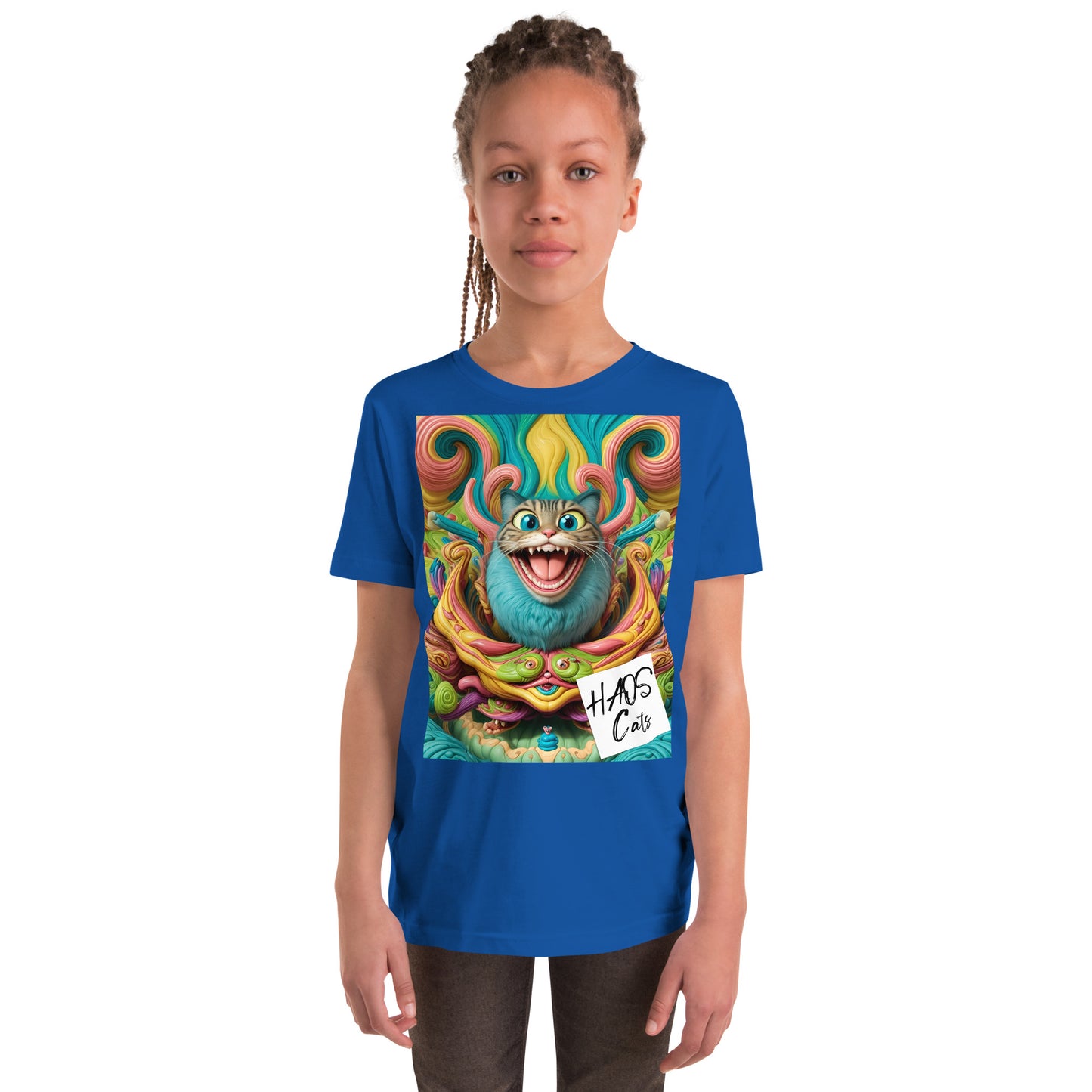 Youth Short Sleeve T-Shirt. Collection - HAOS Cats, Design - ANDRBEL STUDIO