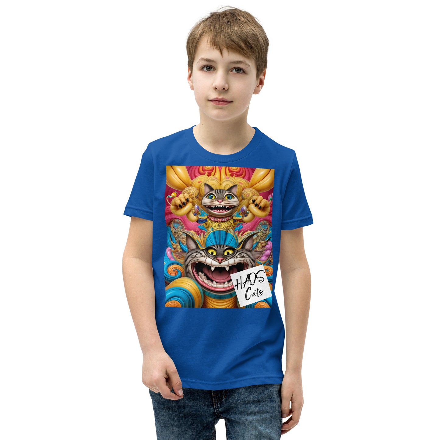 Youth Short Sleeve T-Shirt. Collection - HAOS Cats, Design - ANDRBEL STUDIO