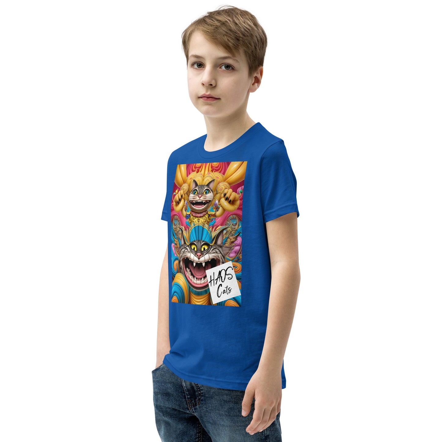 Youth Short Sleeve T-Shirt. Collection - HAOS Cats, Design - ANDRBEL STUDIO