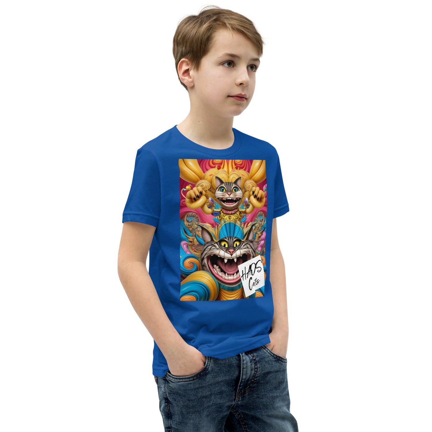 Youth Short Sleeve T-Shirt. Collection - HAOS Cats, Design - ANDRBEL STUDIO