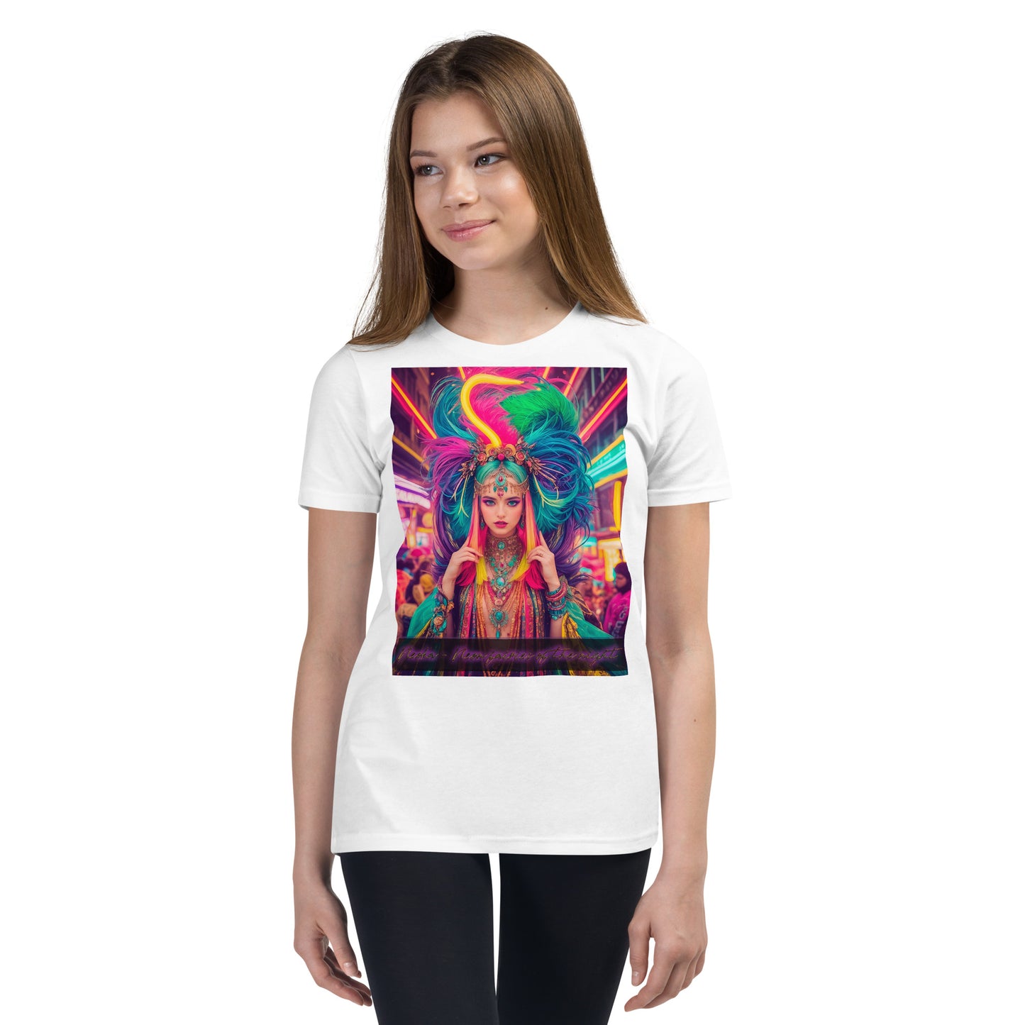 Youth Short Sleeve T-Shirt. Collection - Neoka-Neon fairies of the night, Design - ANDRBEL STUDIO
