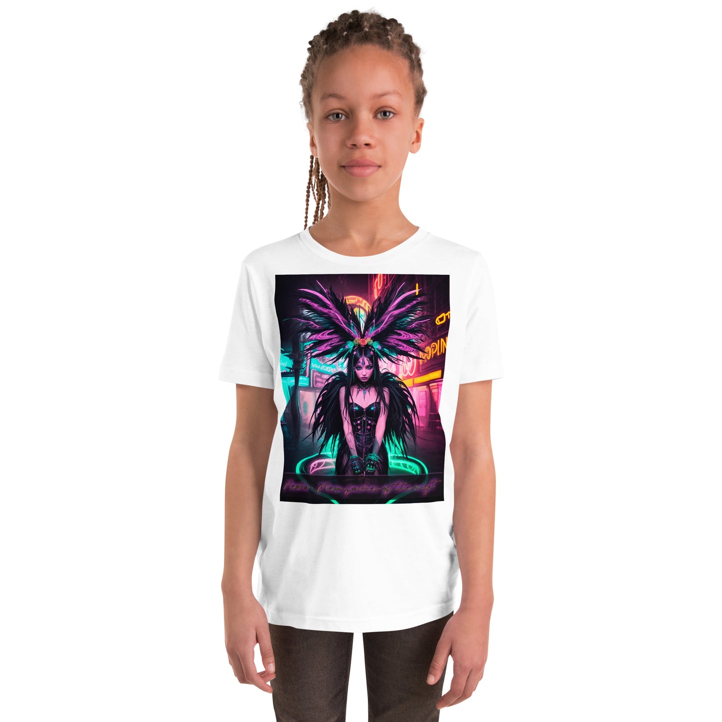 T-shirt a maniche corte per ragazzi. Collezione - Neoka-Neon fate della notte, Design - ANDRBEL STUDIO