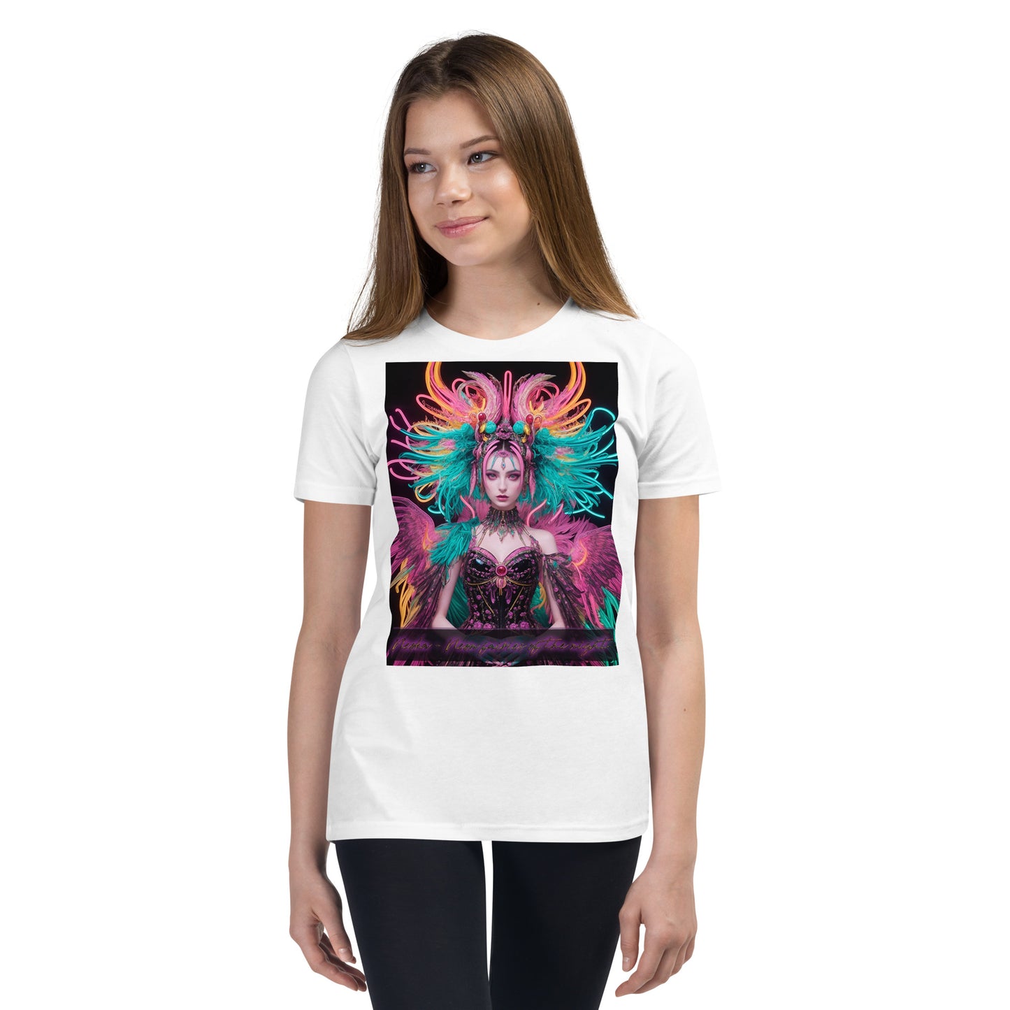 T-shirt a maniche corte per ragazzi. Collezione - Neoka-Neon fate della notte, Design - ANDRBEL STUDIO