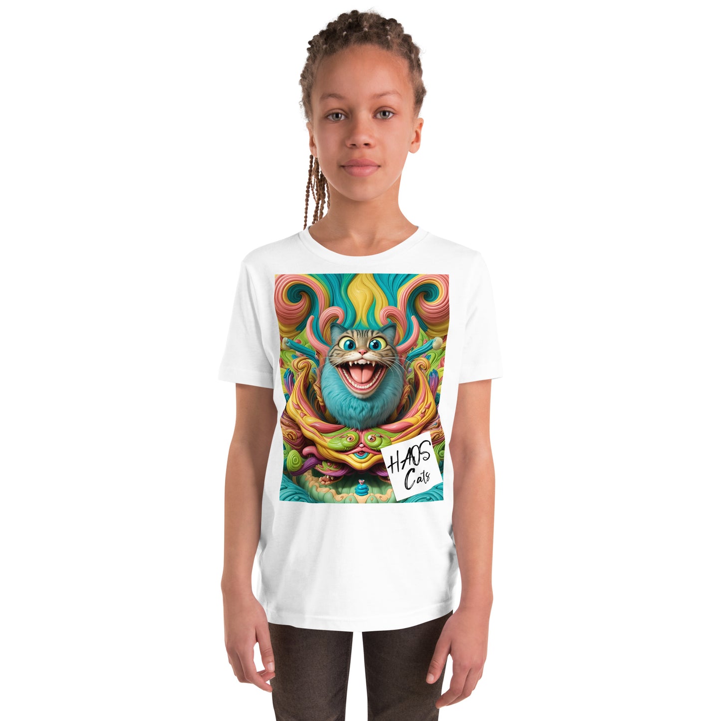 Youth Short Sleeve T-Shirt. Collection - HAOS Cats, Design - ANDRBEL STUDIO
