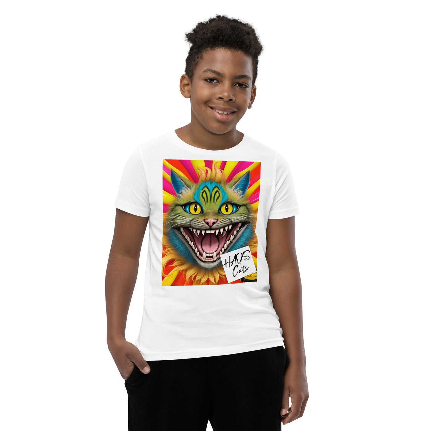 Youth Short Sleeve T-Shirt. Collection - HAOS Cats, Design - ANDRBEL STUDIO