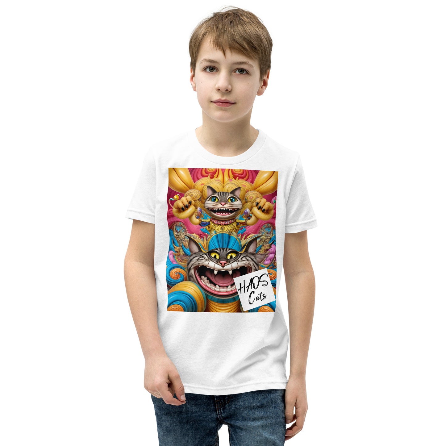 Youth Short Sleeve T-Shirt. Collection - HAOS Cats, Design - ANDRBEL STUDIO