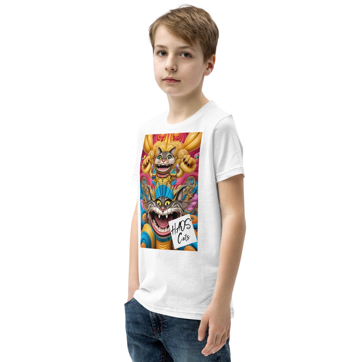 Youth Short Sleeve T-Shirt. Collection - HAOS Cats, Design - ANDRBEL STUDIO