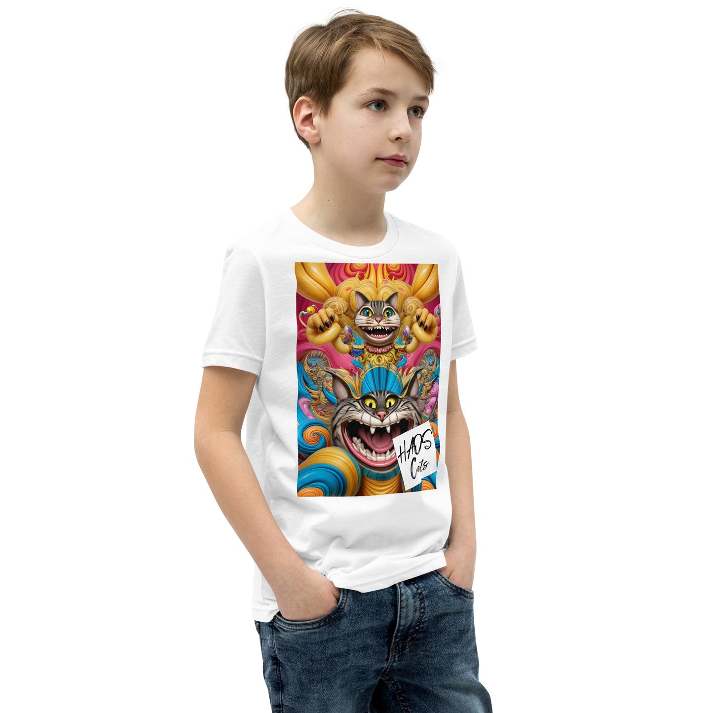 Youth Short Sleeve T-Shirt. Collection - HAOS Cats, Design - ANDRBEL STUDIO