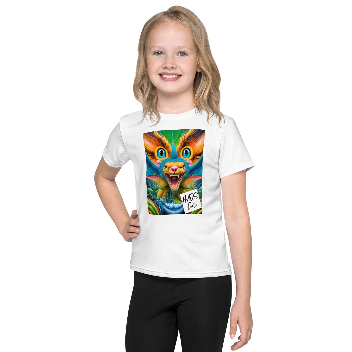 Kids crew neck t-shirt. Collection - HAOS Cats, Design - ANDRBEL STUDIO.