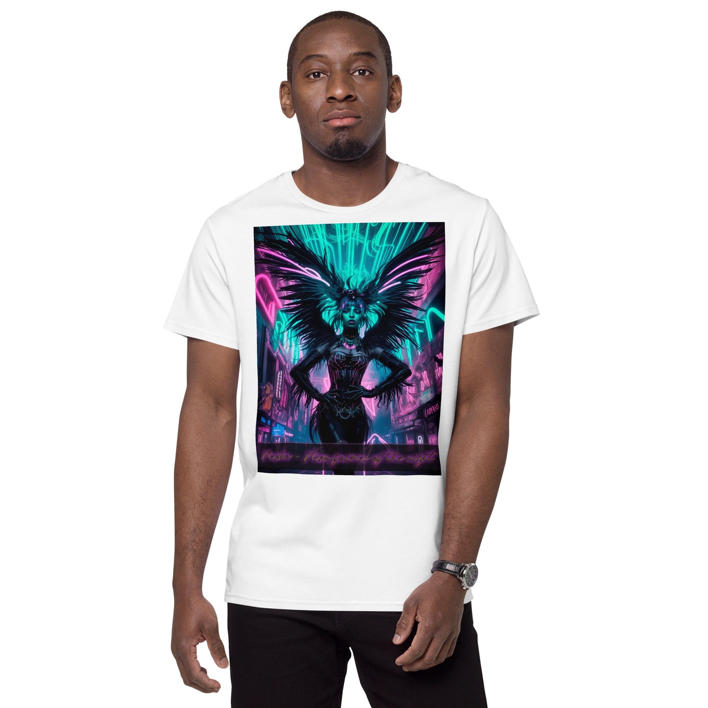 Men's premium cotton t-shirt, Collection - Neoka-Neon fairies of the night, Design - ANDRBEL STUDIO