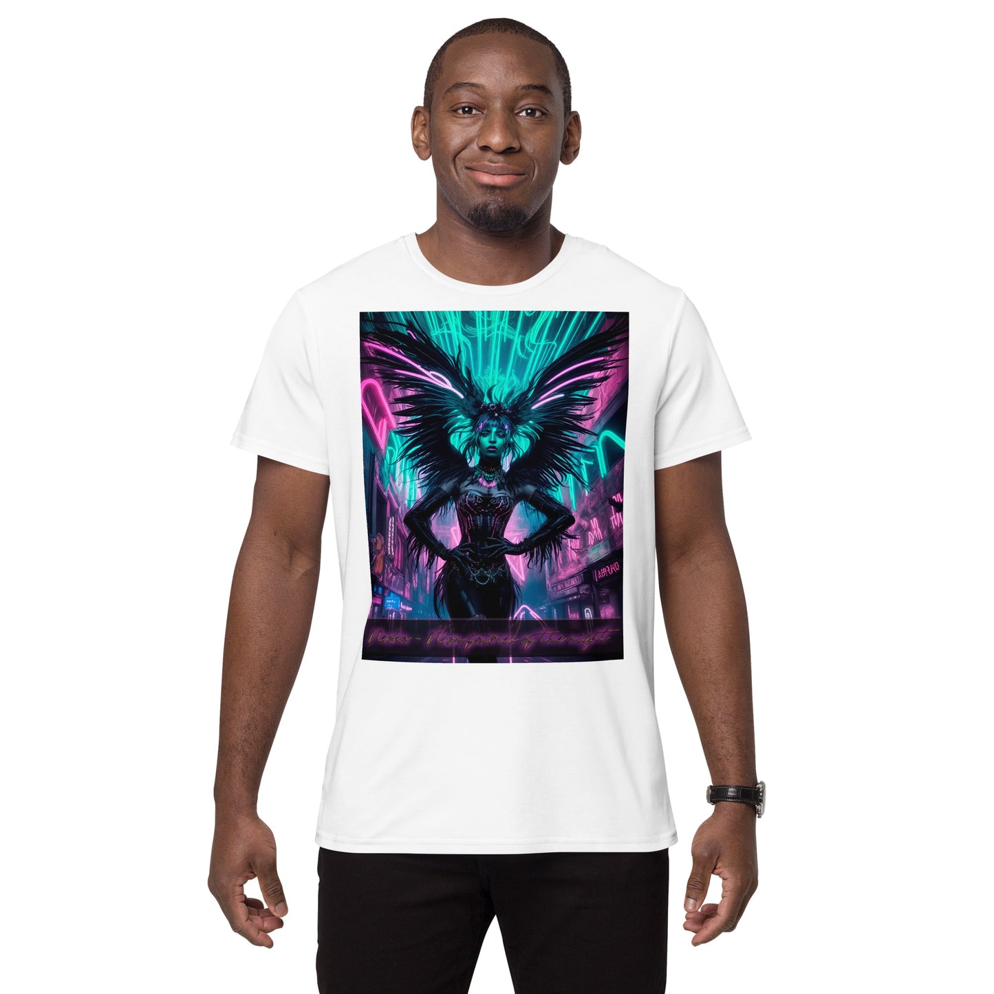 Men's premium cotton t-shirt, Collection - Neoka-Neon fairies of the night, Design - ANDRBEL STUDIO