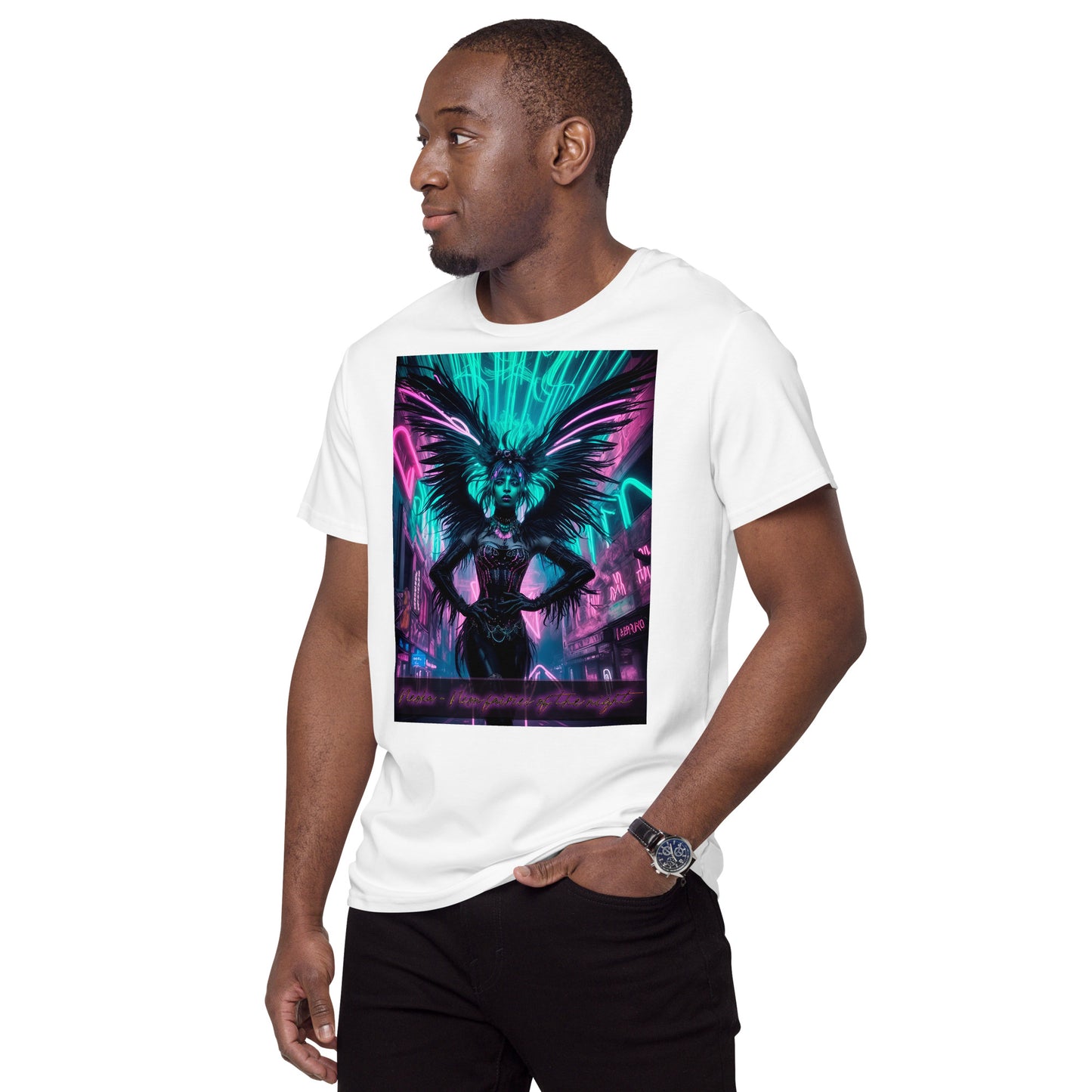 Men's premium cotton t-shirt, Collection - Neoka-Neon fairies of the night, Design - ANDRBEL STUDIO