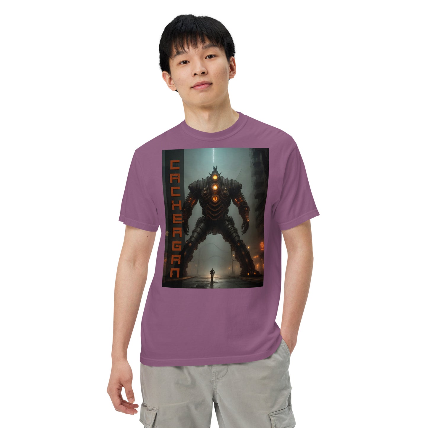 Unisex garment-dyed heavyweight t-shirt. Collection - Cachergan, Design - ANDRBEL STUDIO