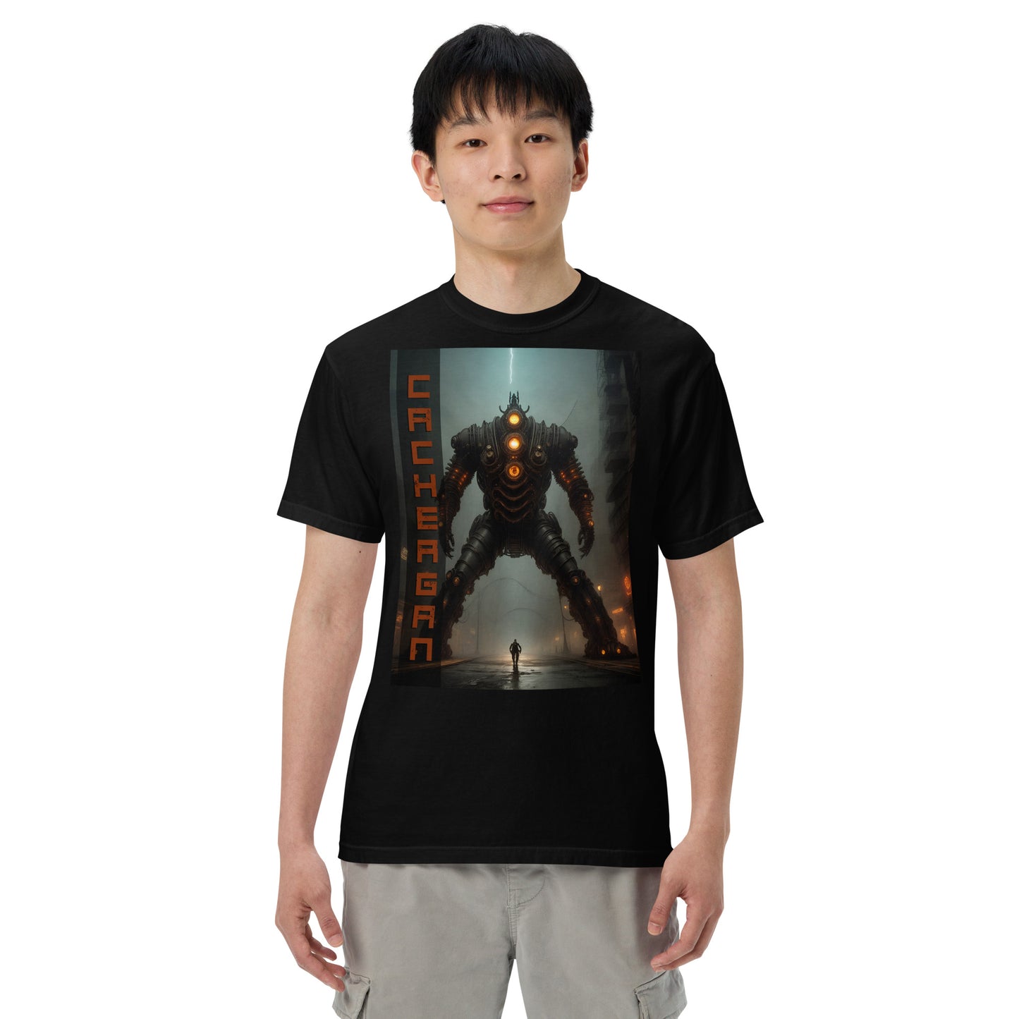 Unisex garment-dyed heavyweight t-shirt. Collection - Cachergan, Design - ANDRBEL STUDIO