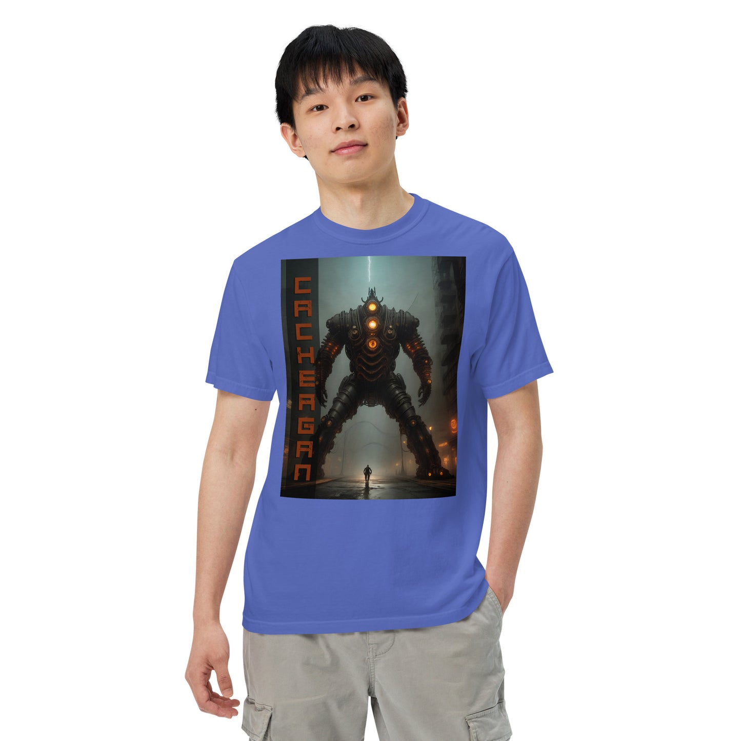 Unisex garment-dyed heavyweight t-shirt. Collection - Cachergan, Design - ANDRBEL STUDIO