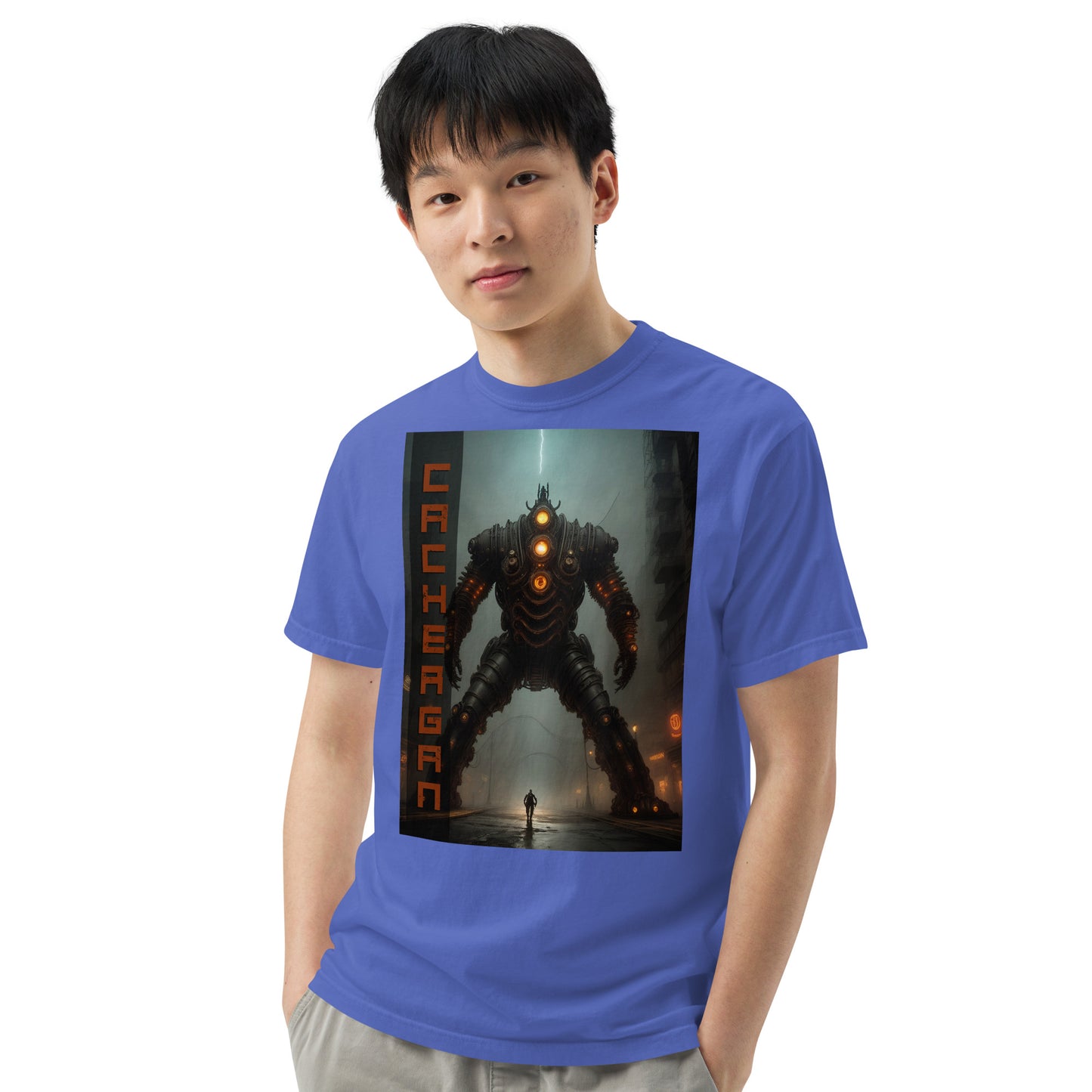 Unisex garment-dyed heavyweight t-shirt. Collection - Cachergan, Design - ANDRBEL STUDIO