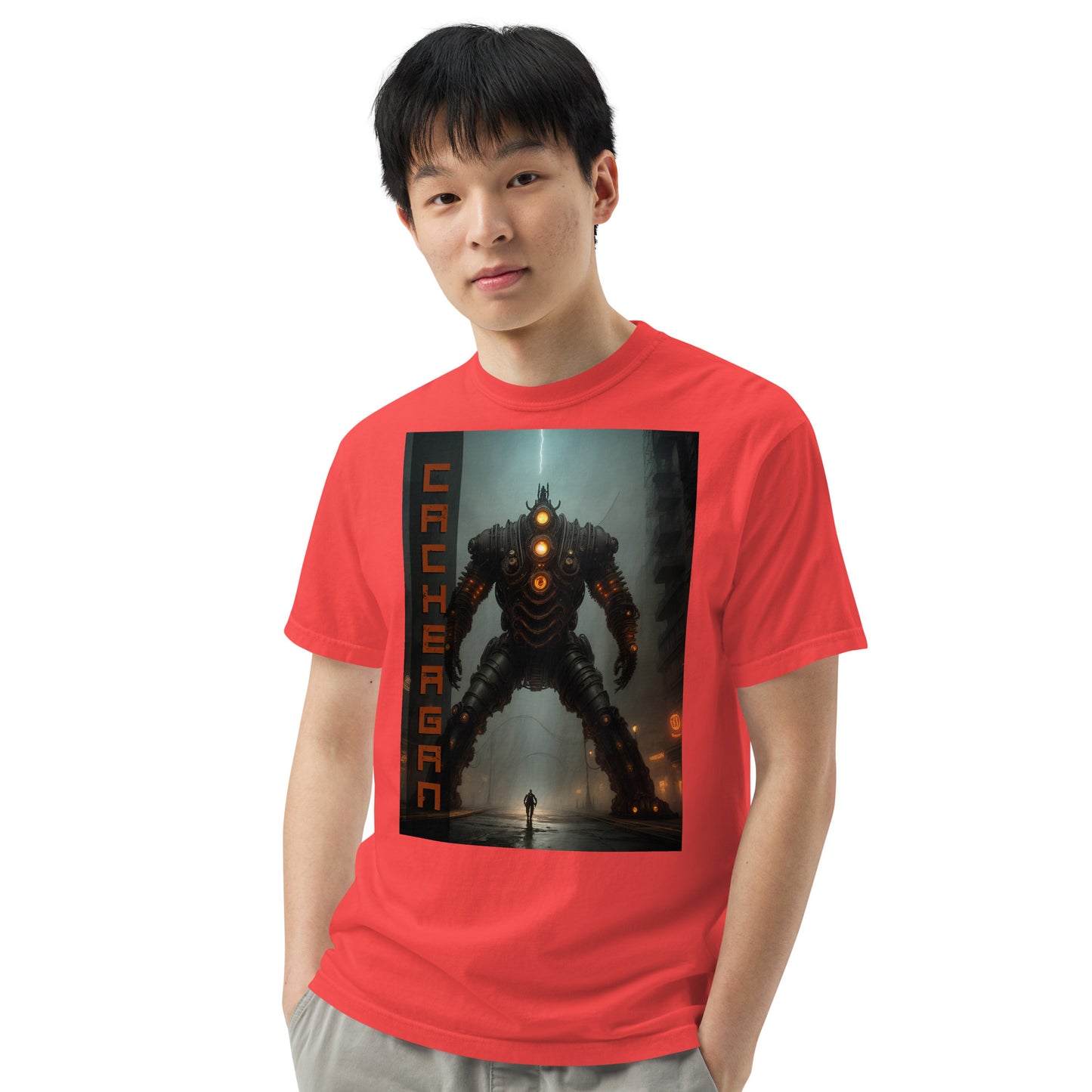 Unisex garment-dyed heavyweight t-shirt. Collection - Cachergan, Design - ANDRBEL STUDIO