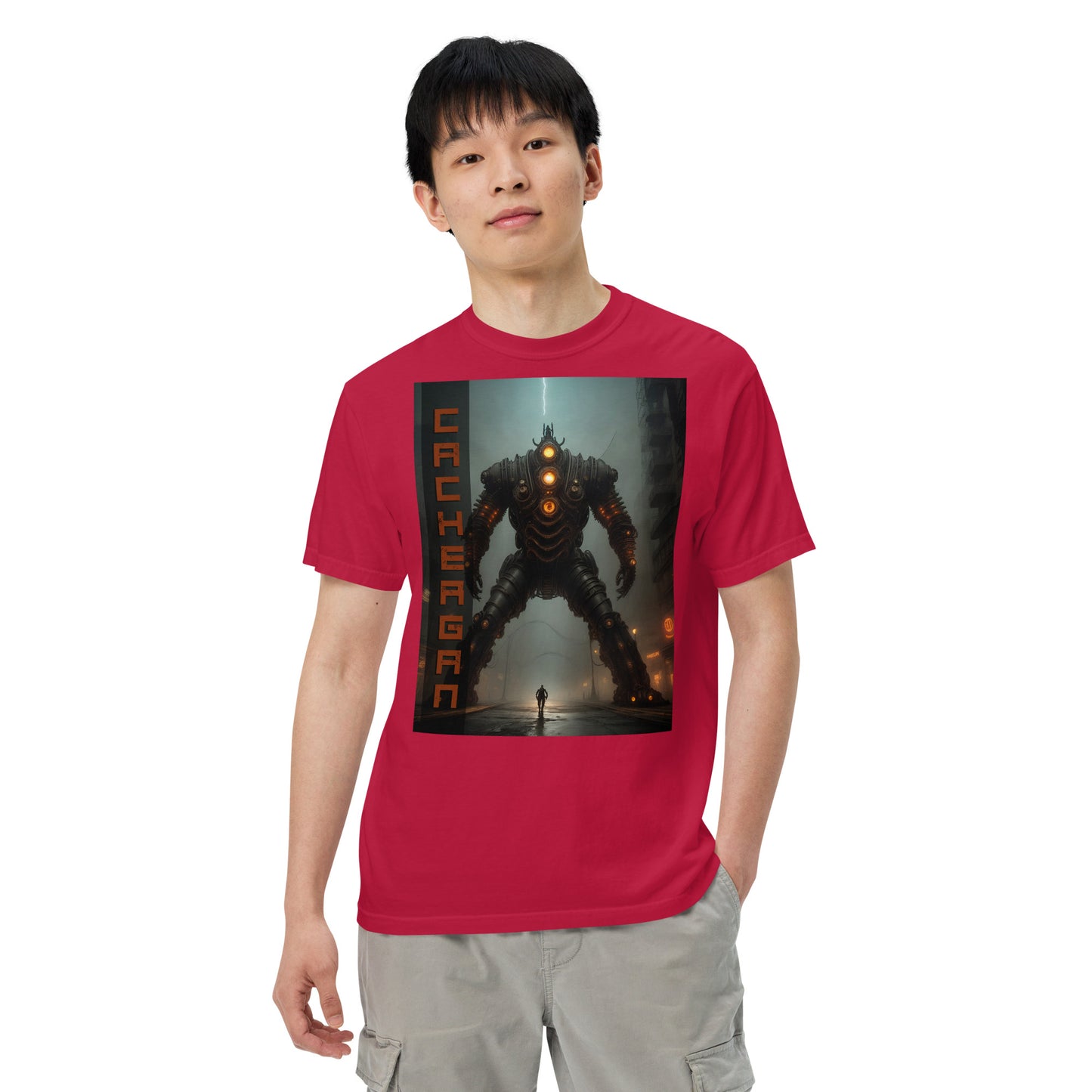 Unisex garment-dyed heavyweight t-shirt. Collection - Cachergan, Design - ANDRBEL STUDIO