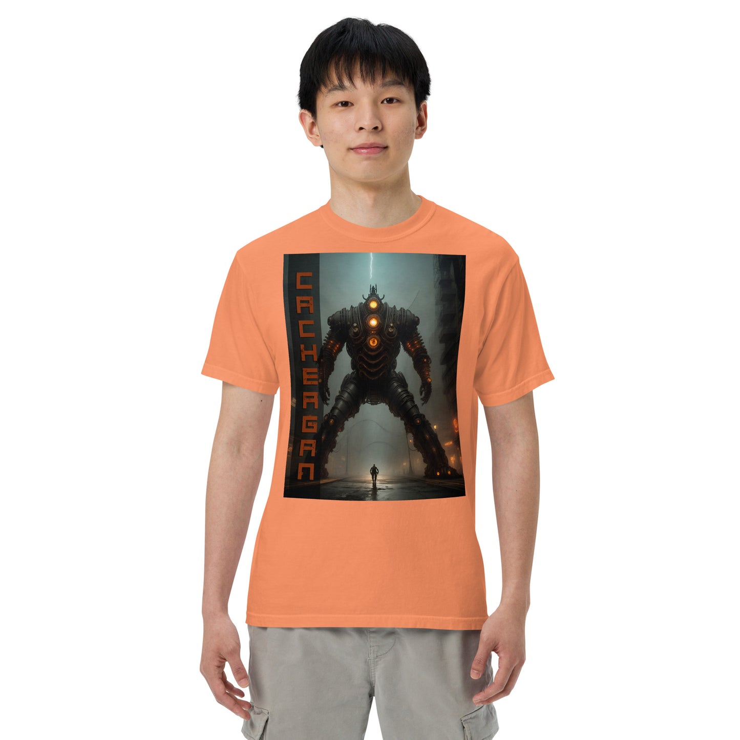 Unisex garment-dyed heavyweight t-shirt. Collection - Cachergan, Design - ANDRBEL STUDIO