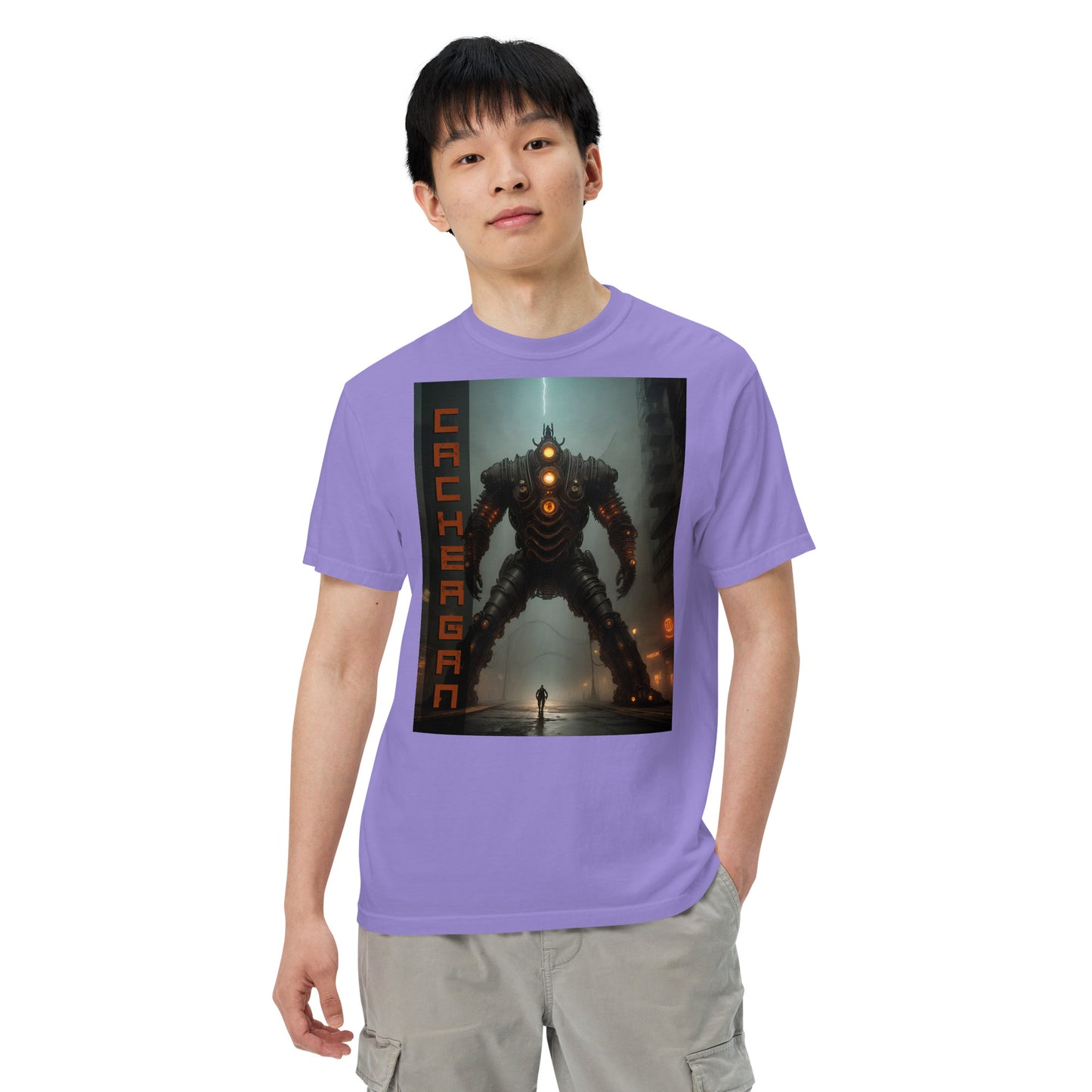 Unisex garment-dyed heavyweight t-shirt. Collection - Cachergan, Design - ANDRBEL STUDIO