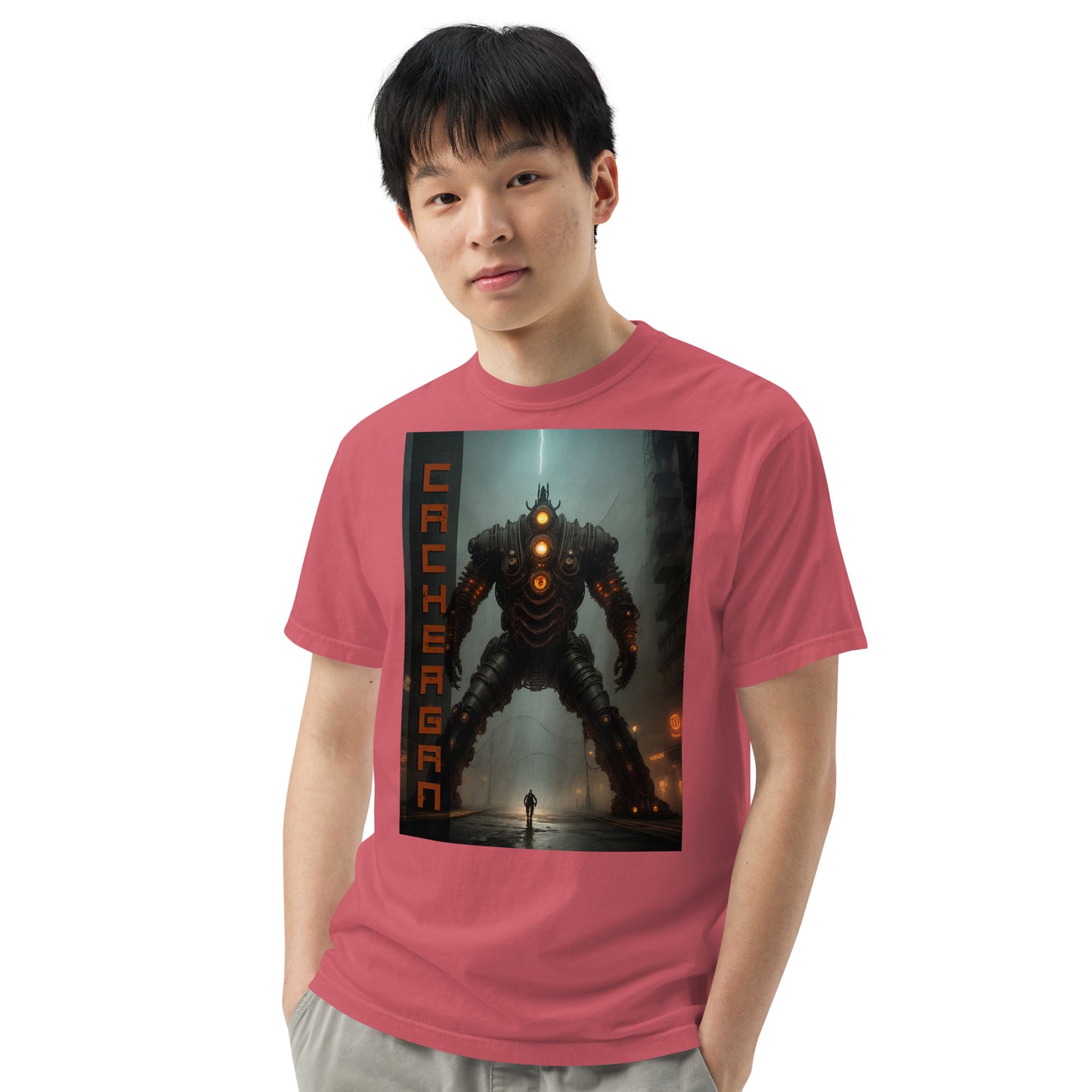 Unisex garment-dyed heavyweight t-shirt. Collection - Cachergan, Design - ANDRBEL STUDIO