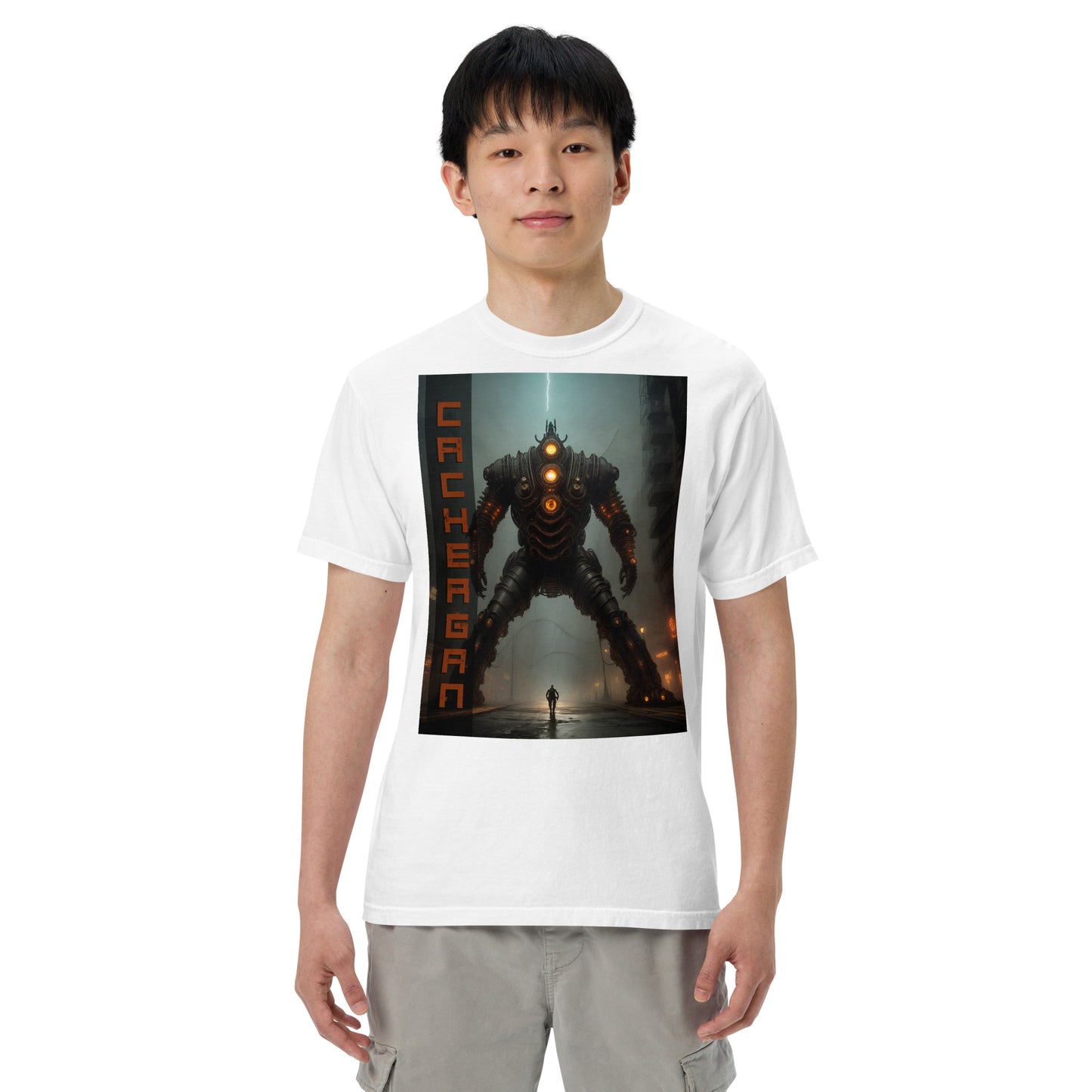 Unisex garment-dyed heavyweight t-shirt. Collection - Cachergan, Design - ANDRBEL STUDIO