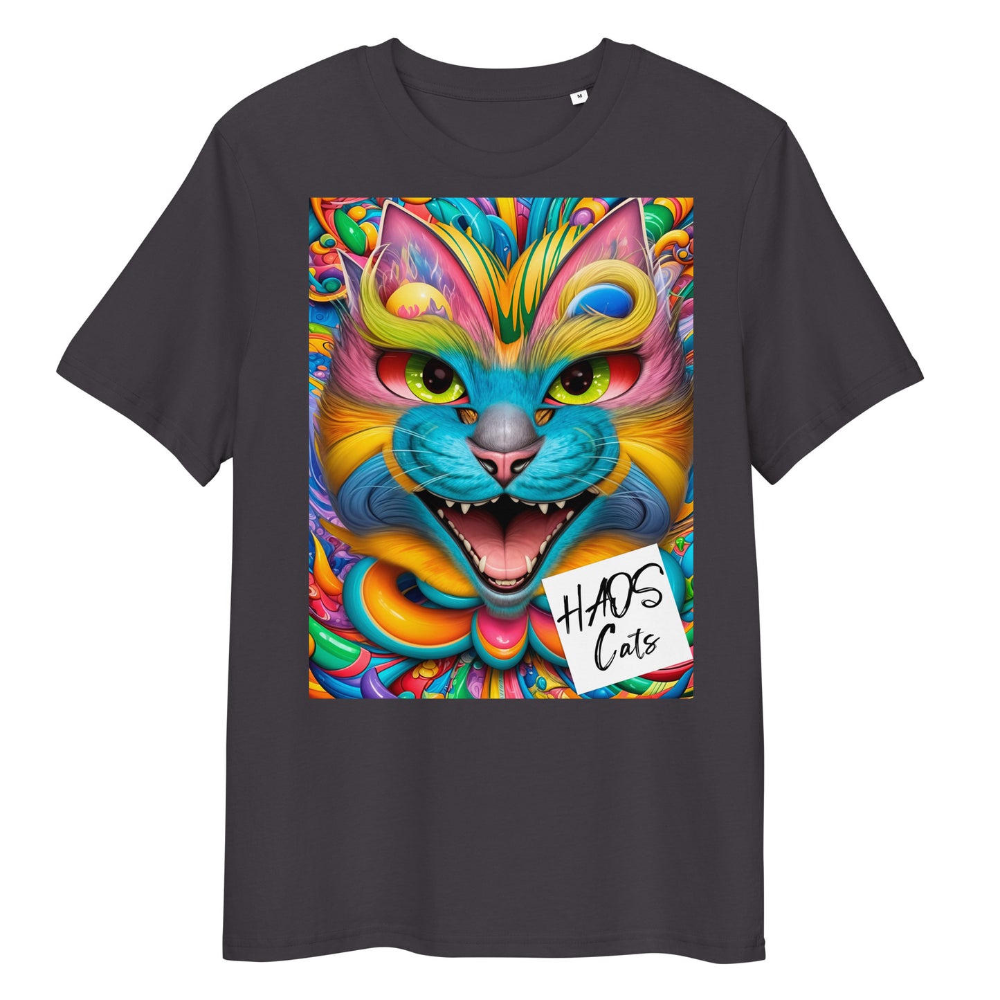 Unisex organic cotton t-shirt. Collection - HAOS Cats, Design - ANDRBEL STUDIO
