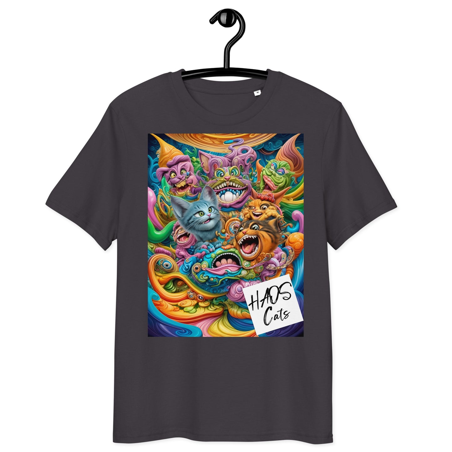 Unisex organic cotton t-shirt. Collection - HAOS Cats, Design - ANDRBEL STUDIO