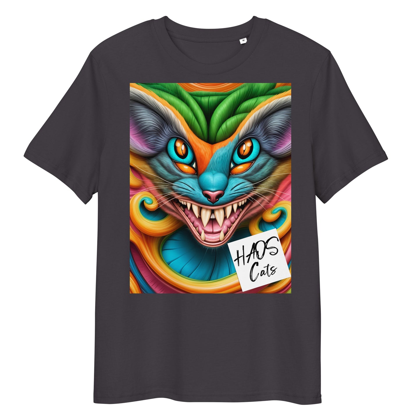 Unisex organic cotton t-shirt. Collection - HAOS Cats, Design - ANDRBEL STUDIO