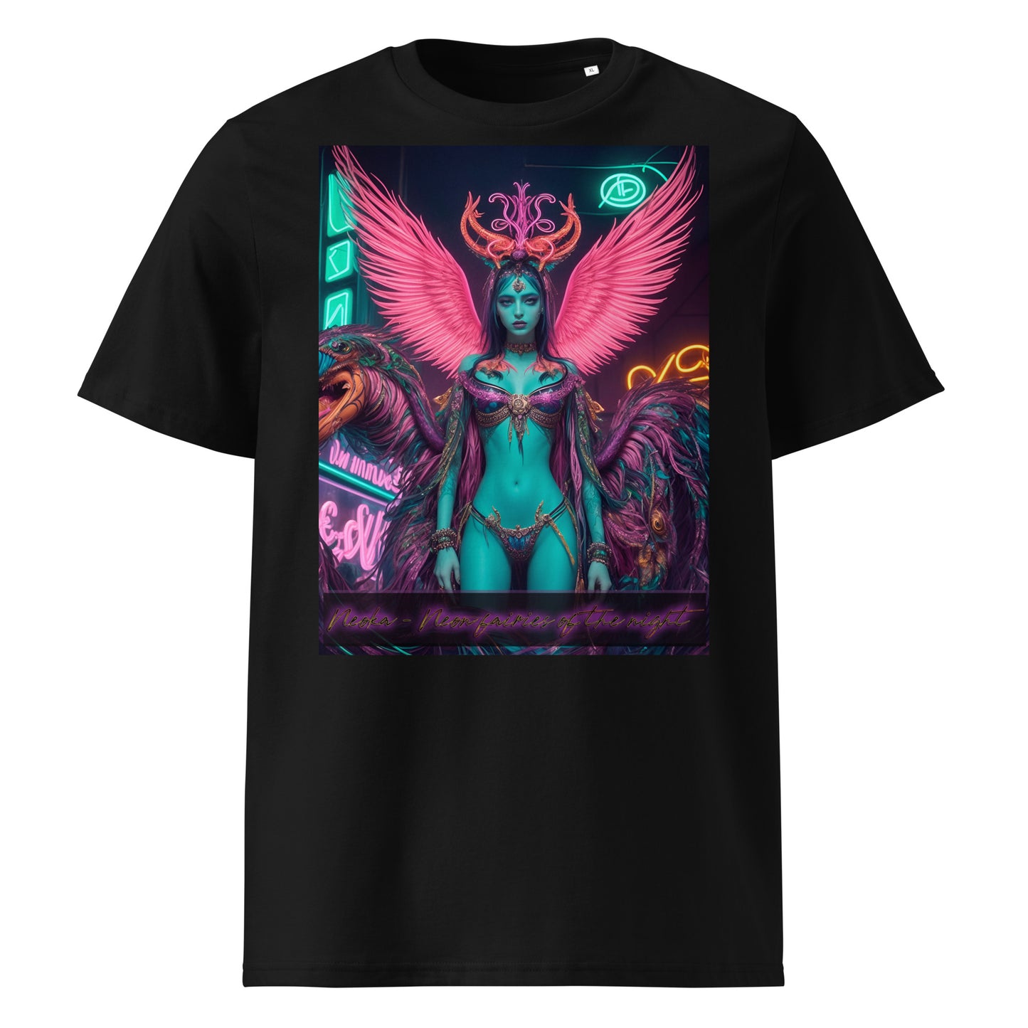 Unisex organic cotton t-shirt. Collection - Neoka-Neon fairies of the night, Design - ANDRBEL STUDIO