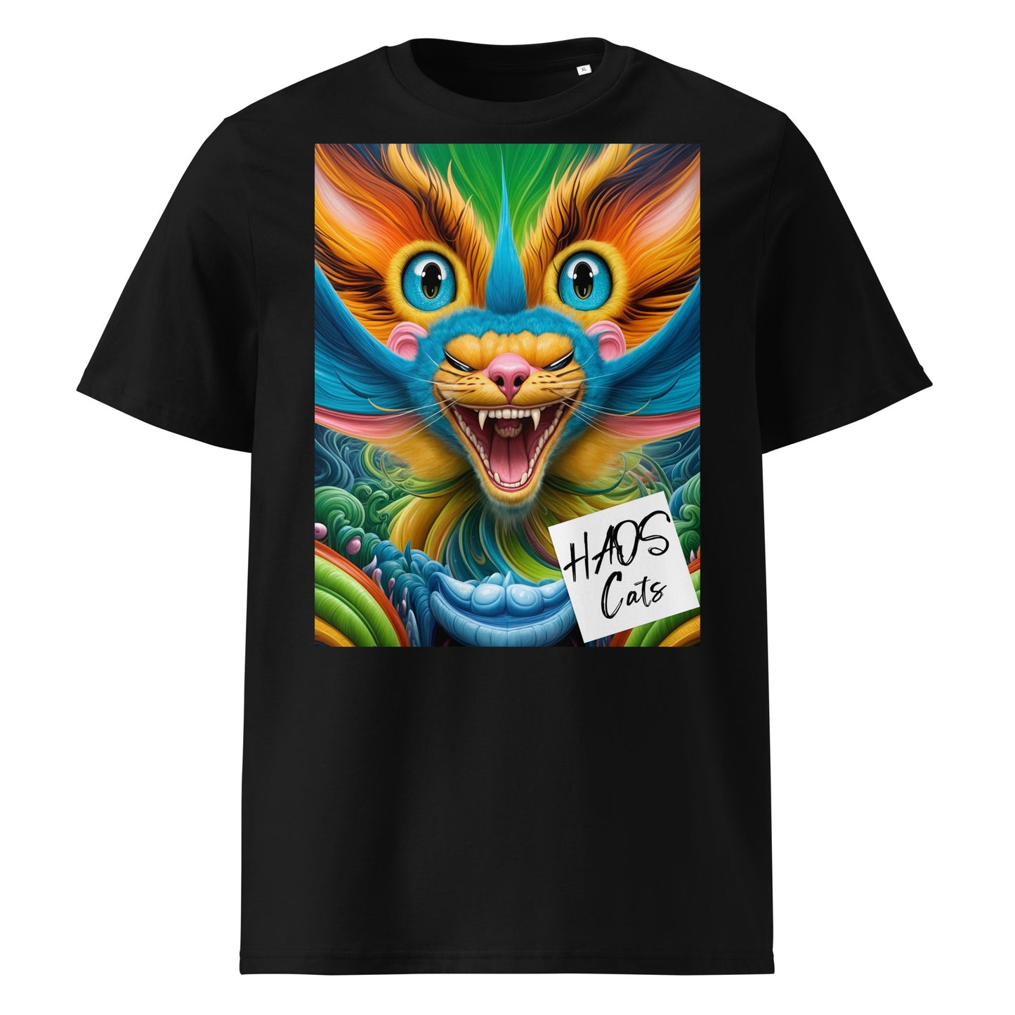 Unisex organic cotton t-shirt. Collection - HAOS Cats, Design - ANDRBEL STUDIO