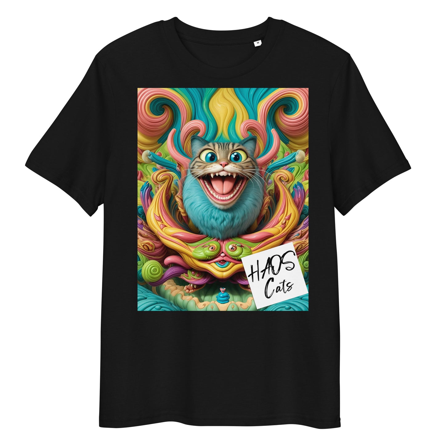 Unisex organic cotton t-shirt. Collection - HAOS Cats, Design - ANDRBEL STUDIO