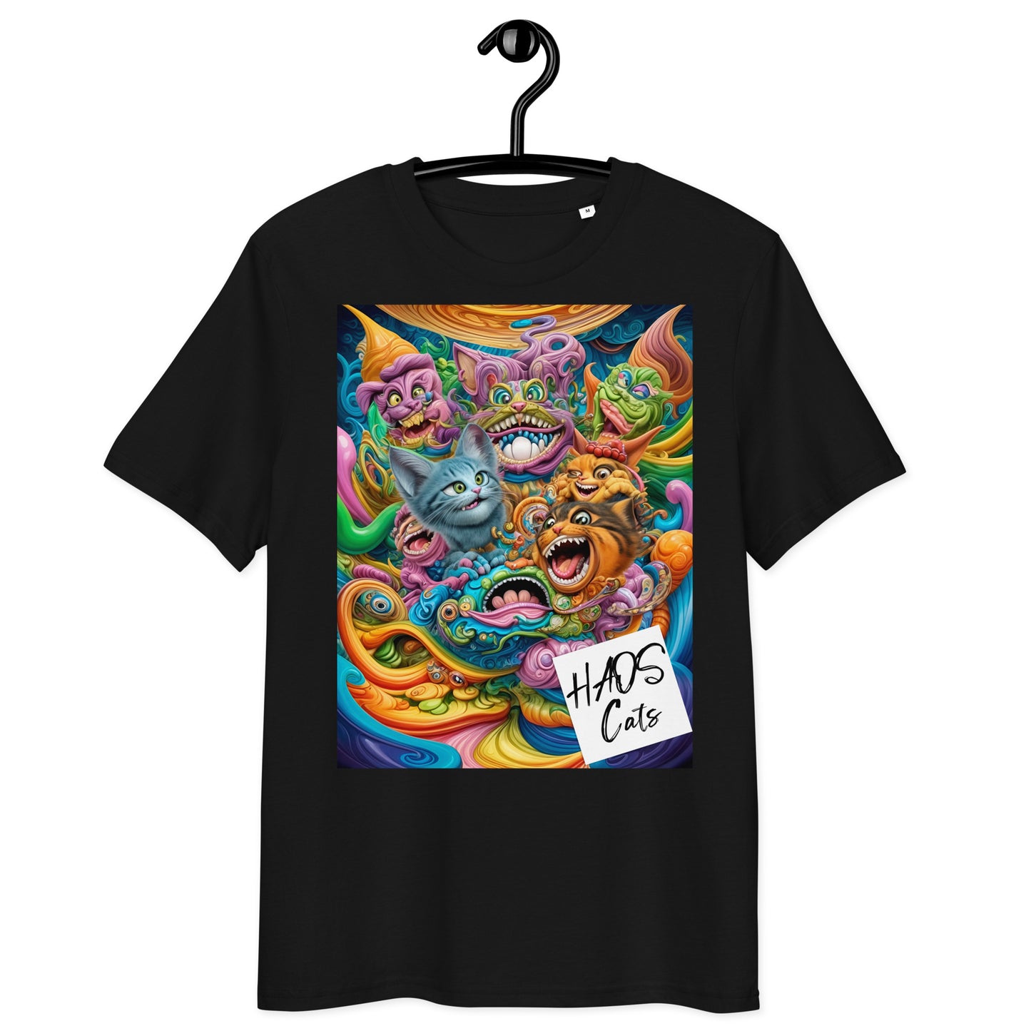 Unisex organic cotton t-shirt. Collection - HAOS Cats, Design - ANDRBEL STUDIO