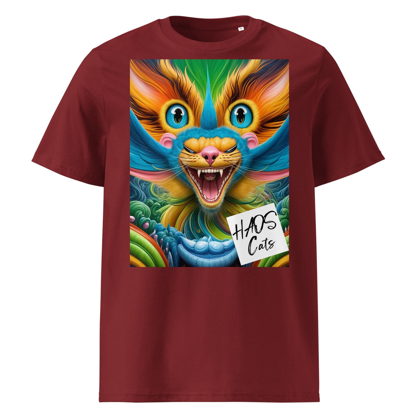 Unisex organic cotton t-shirt. Collection - HAOS Cats, Design - ANDRBEL STUDIO